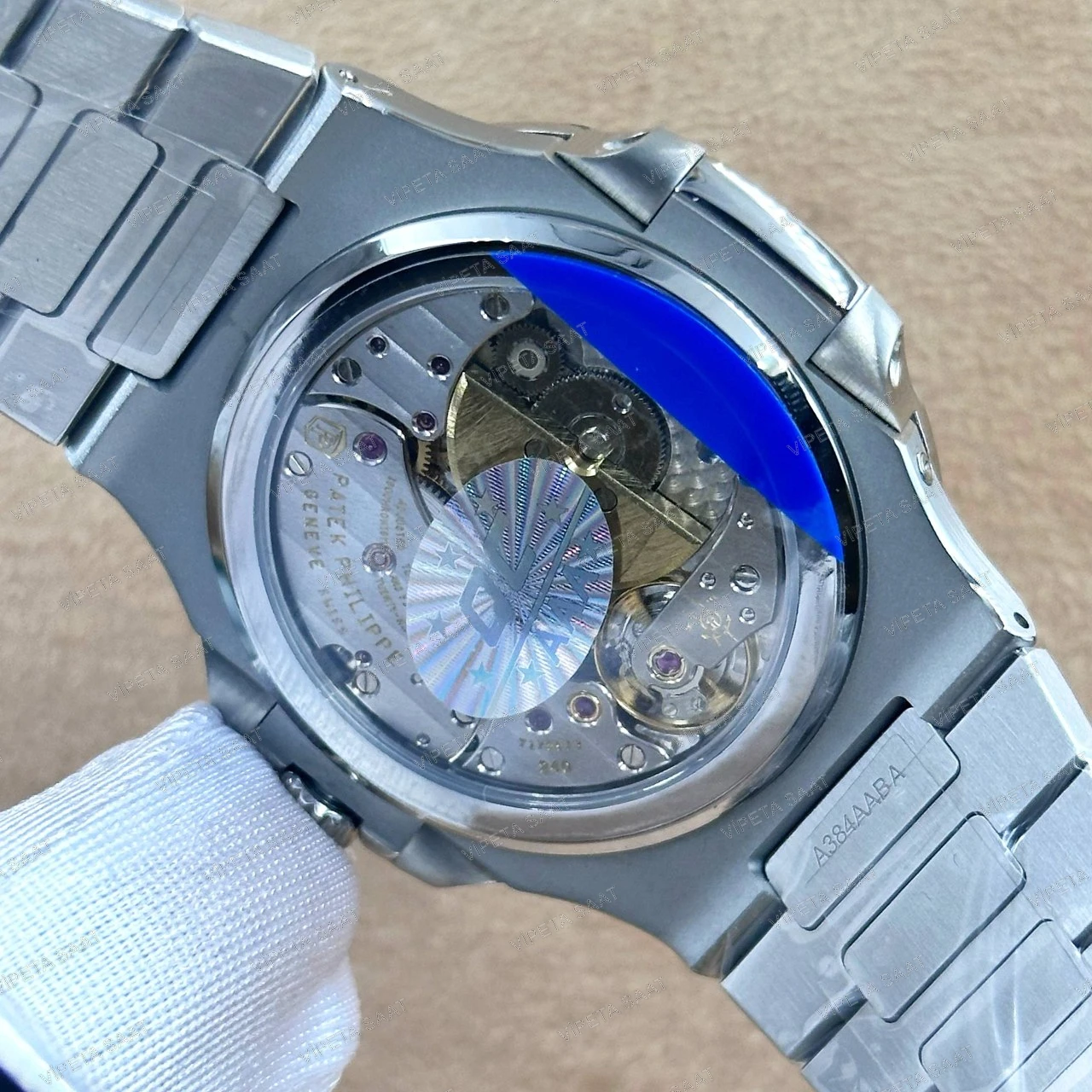 Patek Philippe Nautilus 5712/1A-001 40 MM Mavi Kadran Ay Fazlı Çelik Bilezik Super Clone ETA Saat Detay Görsel 4