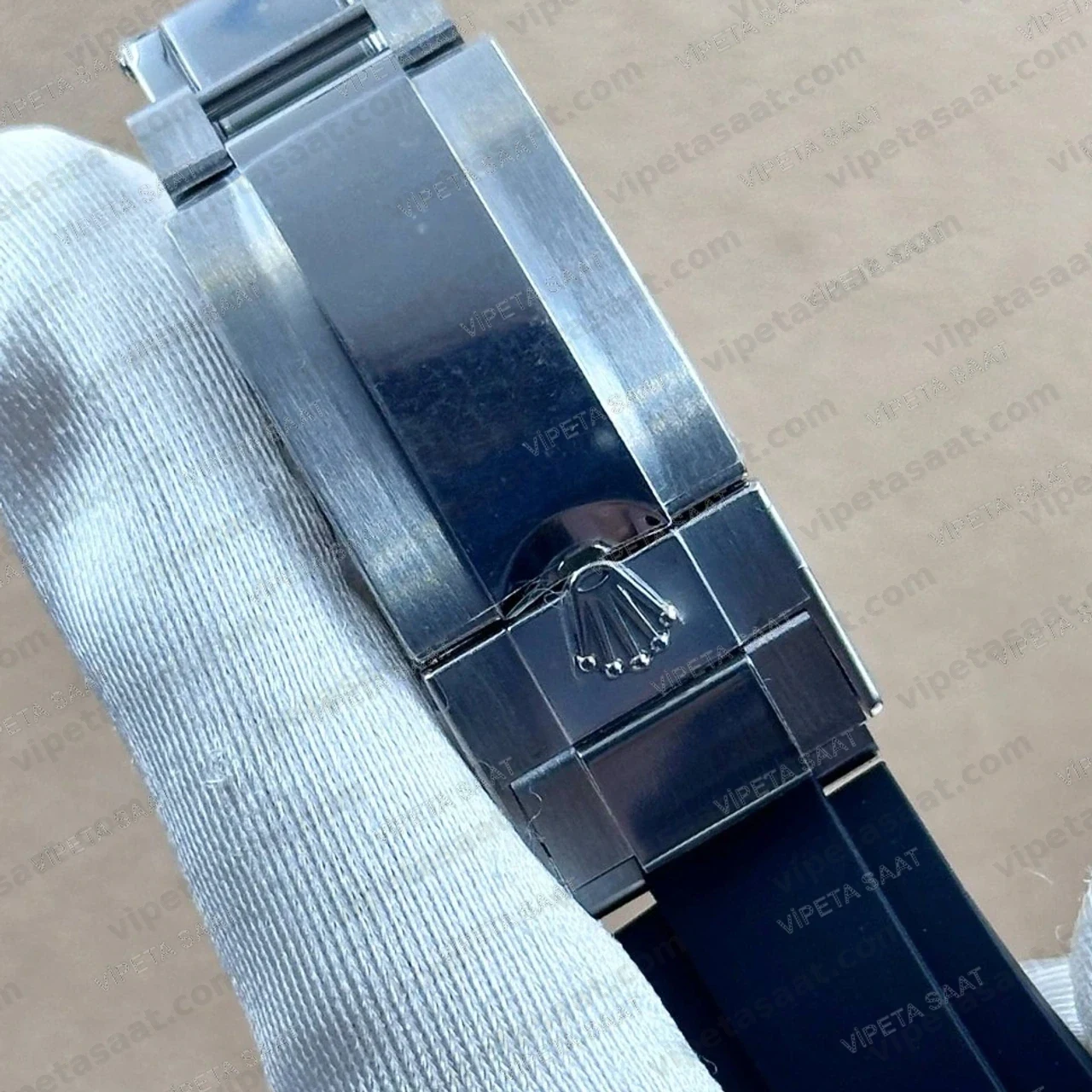 Rolex Daytona 116589TBR Beyaz Altın Baget Pırlanta Bezel Gümüş Siyah Alt Kadran Oysterflex Super Clone Eta Saat - Görsel 7