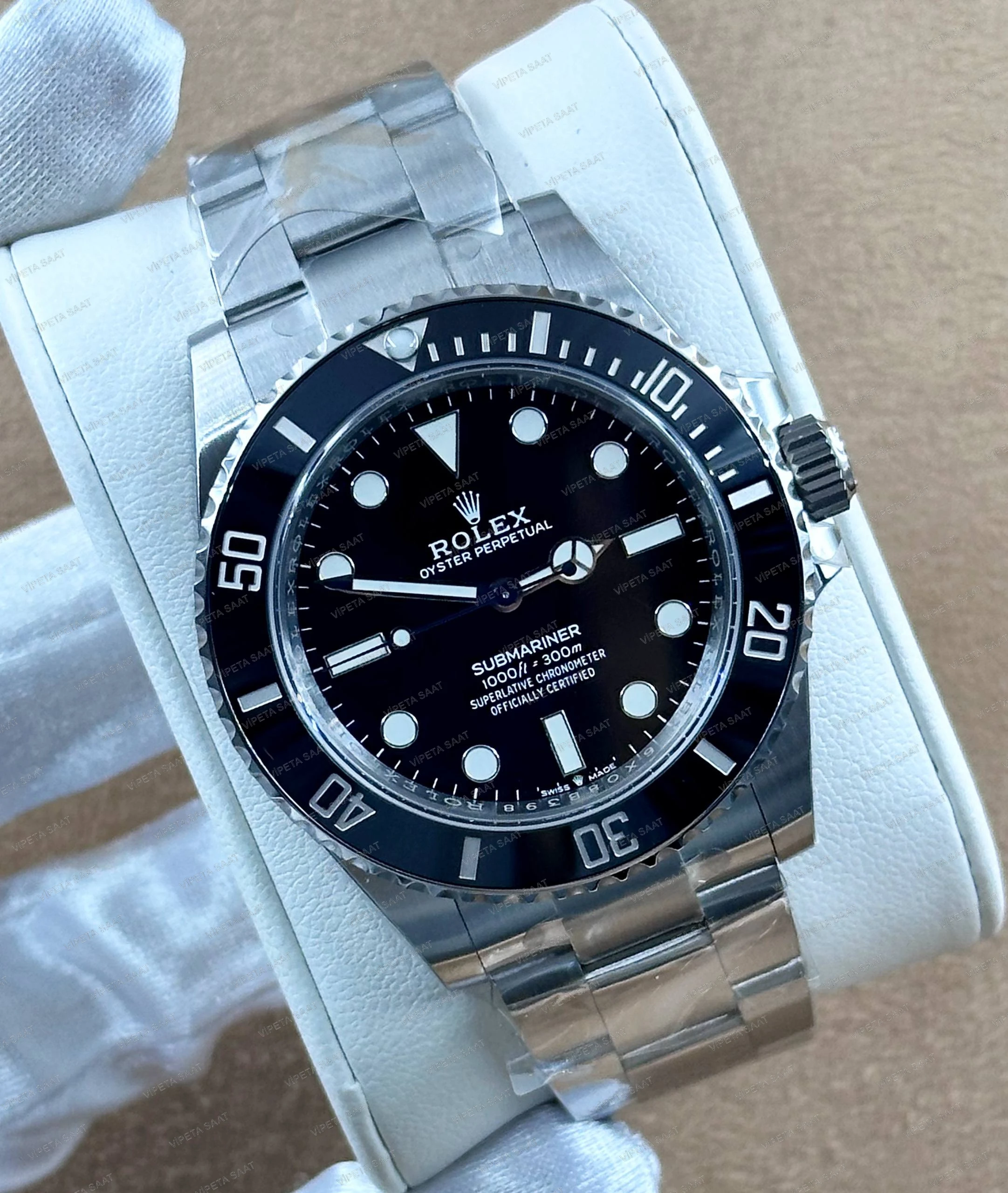 Rolex Submariner No Date 41 MM 124060 Siyah Seramik Bezel Siyah Kadran Oyster Çelik Bilezik Super Clone ETA Saat Detay Görsel 1