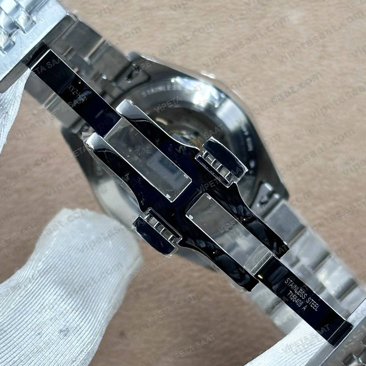 Tissot Ballade Powermatic 80 T156.408.11.043.00 Lacivert Mavi Dokulu Kadran Fluted Bezel Çelik Bilezik Super Clone ETA Saat - Görsel 6