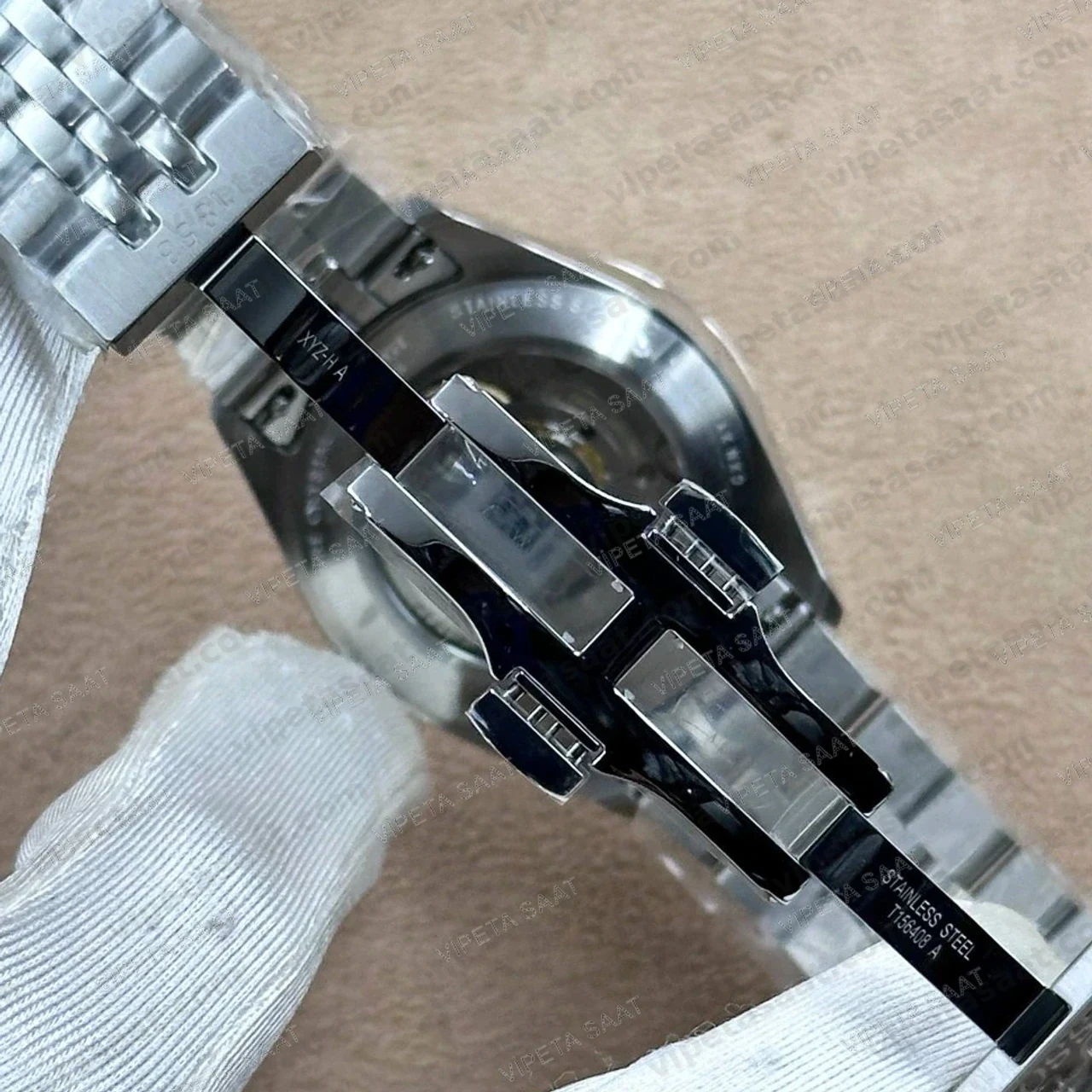 Tissot Ballade Powermatic 80 T156.408.11.053.00 Siyah Dokulu Kadran Fluted Bezel Çelik Bilezik Super Clone ETA Saat - Görsel 6
