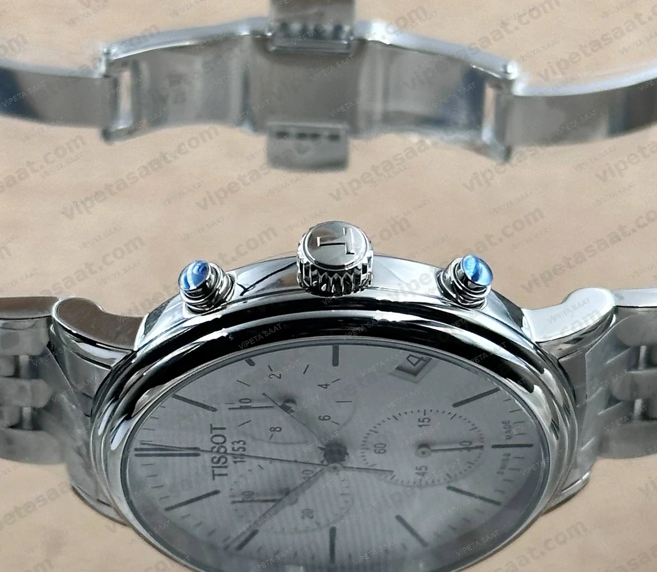 Tissot Carson Premium Chronograph T122.417.11.011.00 Beyaz Kadran Çelik Bilezik Super Clone ETA Saat - Görsel 3