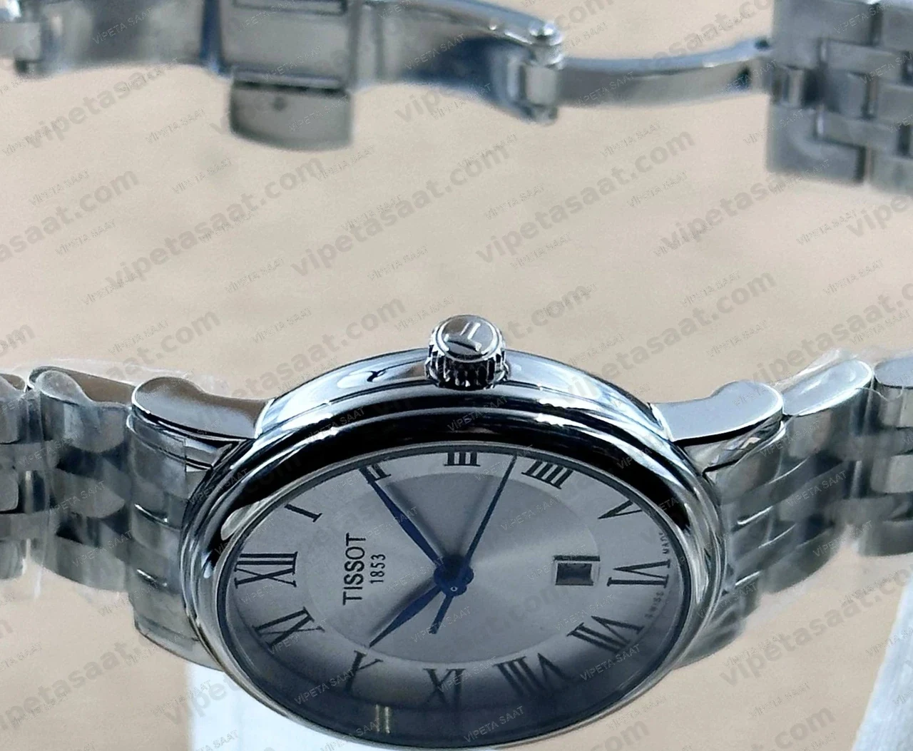 Tissot Carson Premium Lady T122.210.11.033.00 Beyaz Roma Rakamlı Kadran Çelik Bilezik Bayan Super Clone ETA Saat Detay Görsel 2