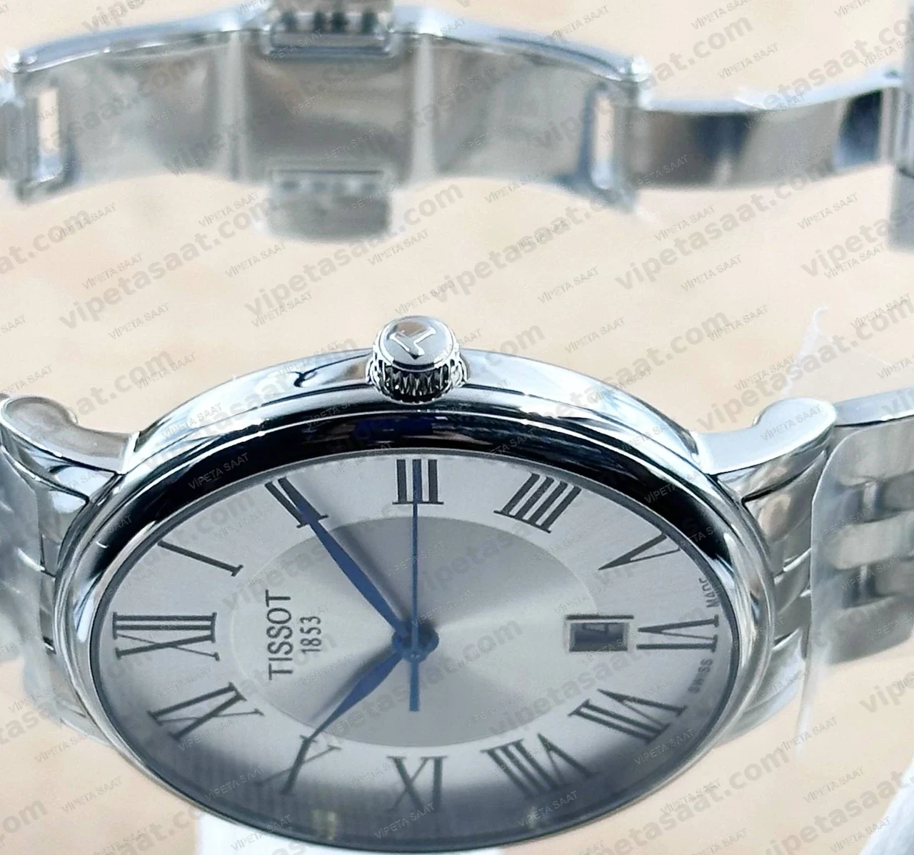 Tissot Carson Premium T122.410.11.033.00 Gümüş Beyaz Roma Rakamlı Kadran 40 mm Çelik Bilezik Super Clone ETA Saat - Görsel 3