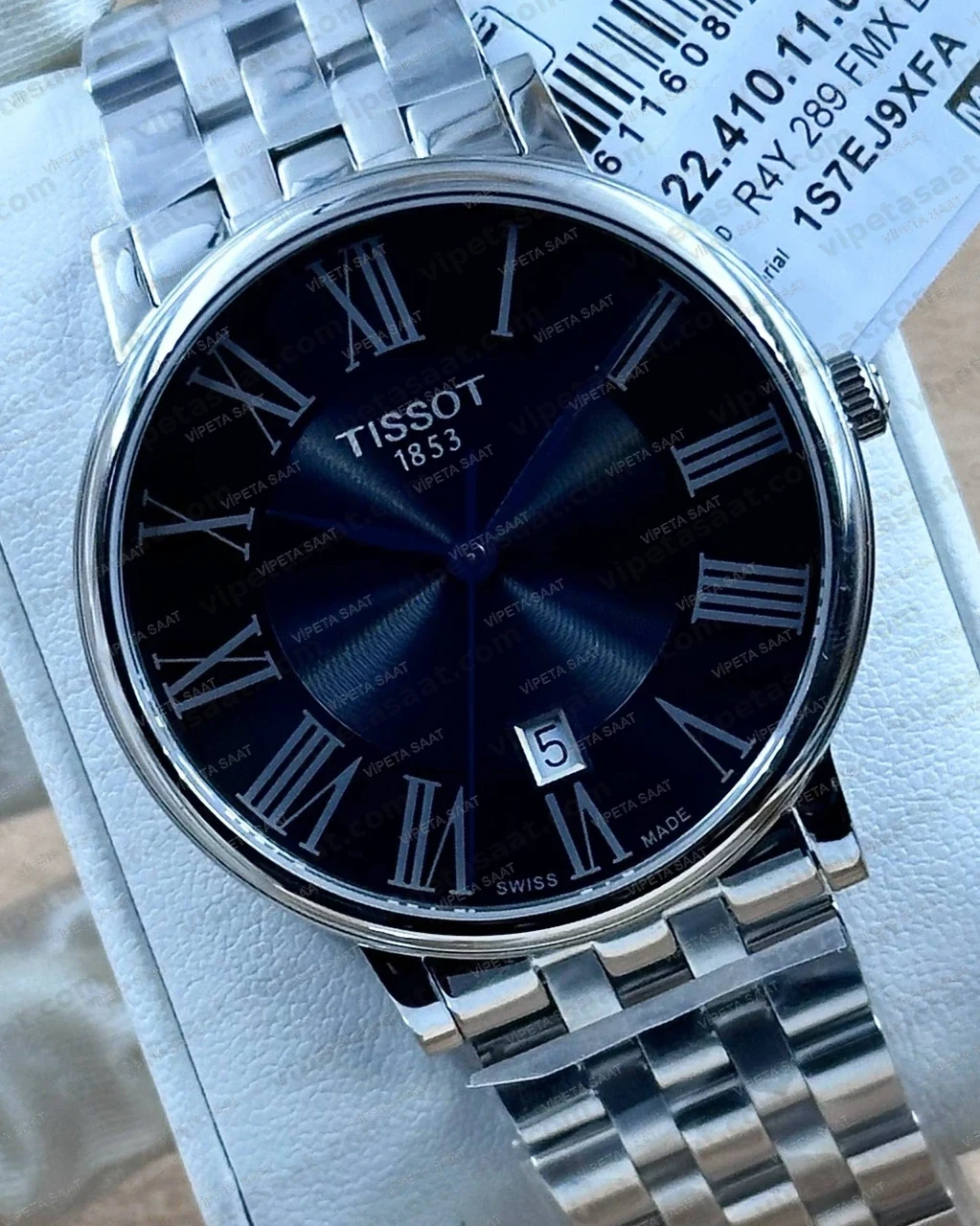 Tissot Carson Premium T122.410.11.053.00 Siyah Roma Rakamlı Kadran 40 mm Çelik Bilezik Super Clone ETA Saat Detay Görsel 1