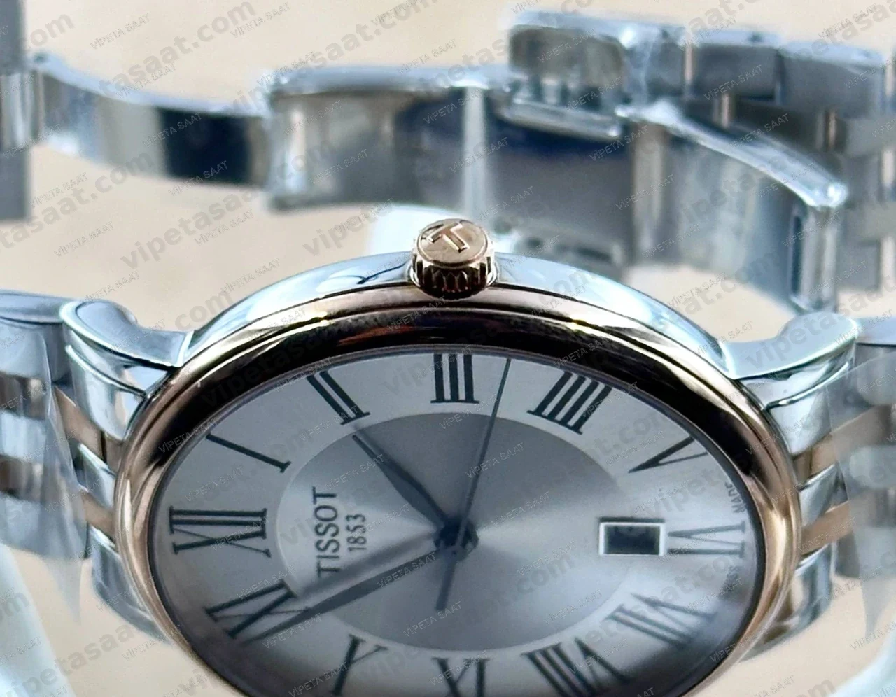 Tissot Carson Premium T122.410.22.033.00 Gümüş Roma Rakamlı Kadran Two Tone Rose Gold Çelik Bilezik Super Clone ETA Saat - Görsel 3