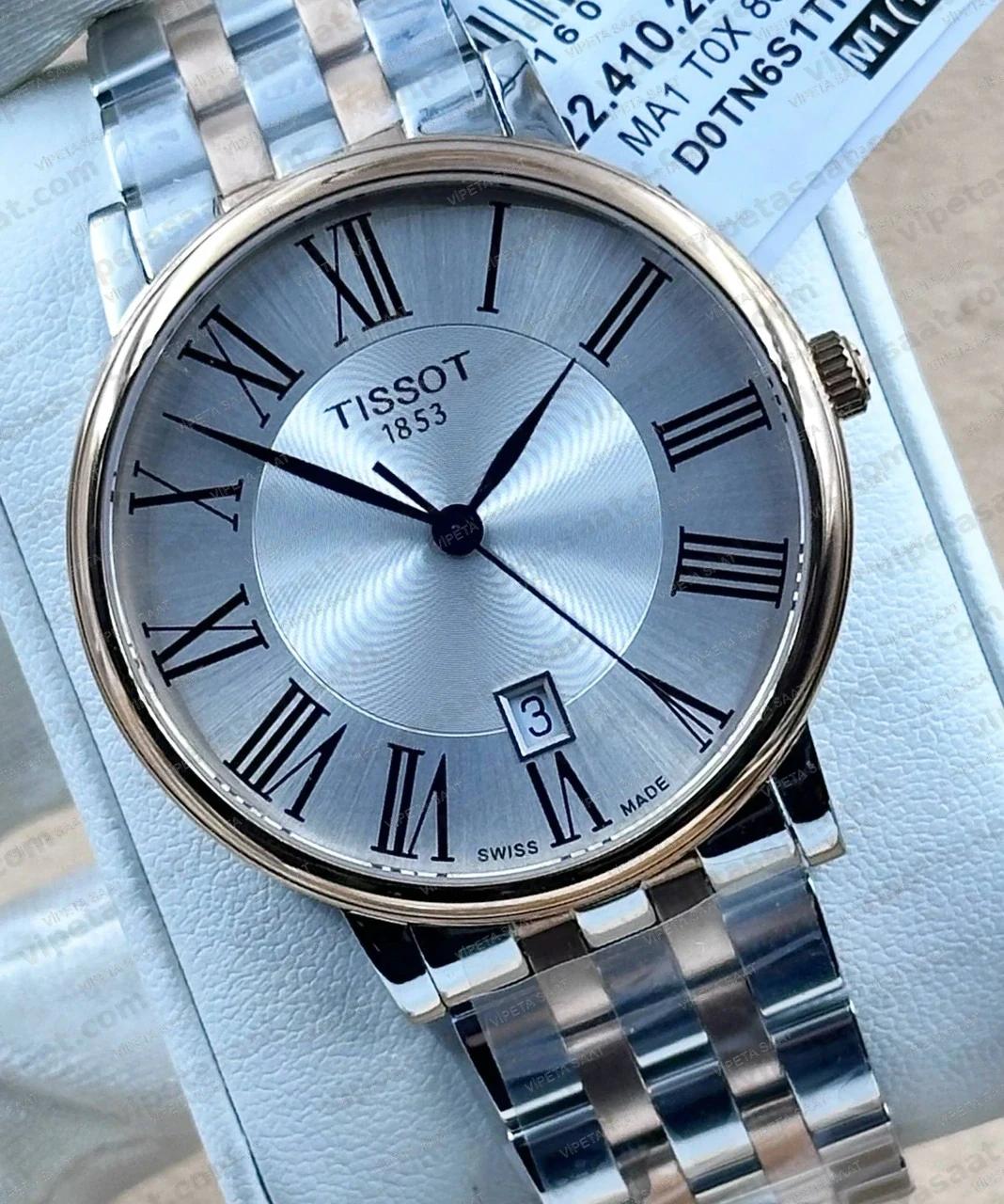 Tissot Carson Premium T122.410.22.033.00 Gümüş Roma Rakamlı Kadran Two Tone Rose Gold Çelik Bilezik Super Clone ETA Saat - Görsel 2