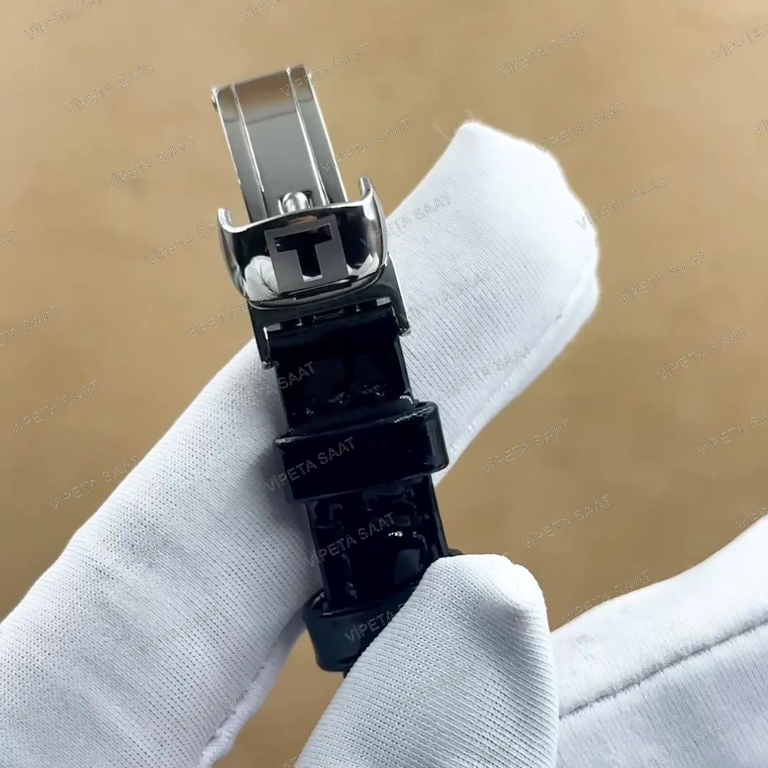 Tissot Desir T152.010.16.038.00 28 MM Gümüş Guilloche Roma Rakamlı Kadran Siyah Deri Kordon Bayan Super Clone ETA Saat - Görsel 6