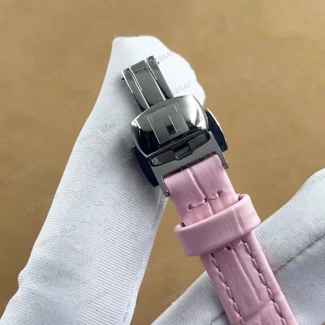 Tissot Desir T152.010.16.038.01 28 MM Gümüş Guilloche Roma Rakamlı Kadran Pembe Deri Kordon Bayan Super Clone ETA Saat - Görsel 6