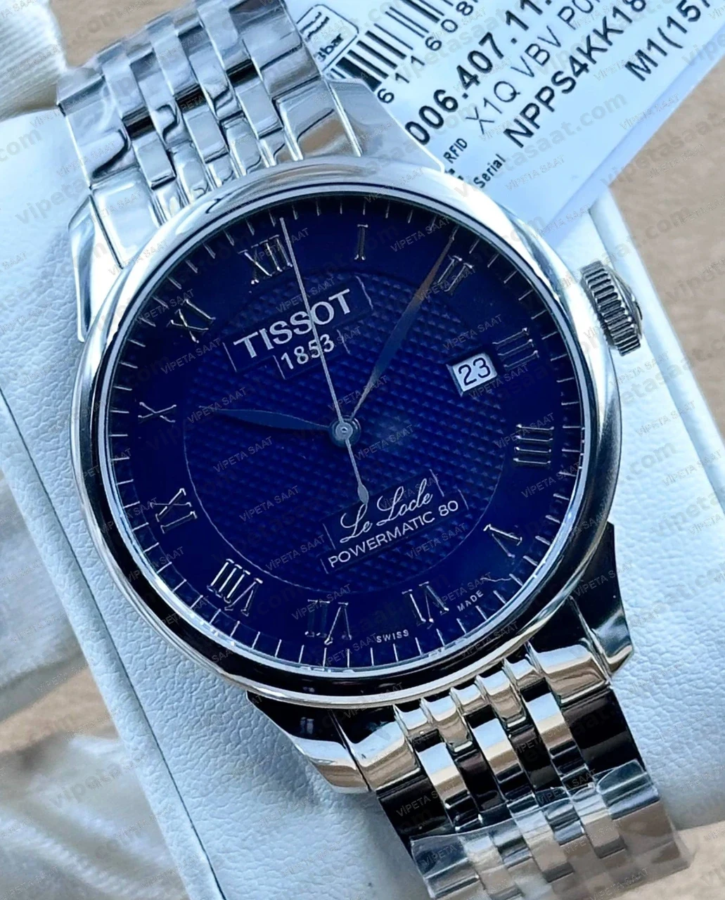 Tissot Le Locle Powermatic 80 T006.407.11.043.00 Lacivert Mavi Roma Rakamlı Kadran Otomatik Çelik Bilezik Super Clone ETA Saat Detay Görsel 1