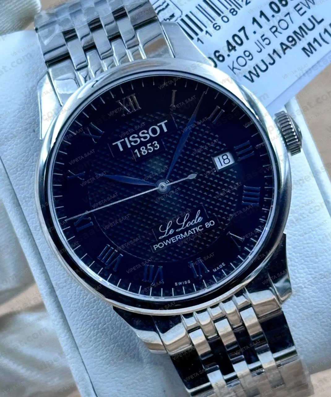 Tissot Le Locle Powermatic 80 T006.407.11.053.00 Siyah Roma Rakamlı Kadran Otomatik Çelik Bilezik Super Clone ETA Saat Detay Görsel 1