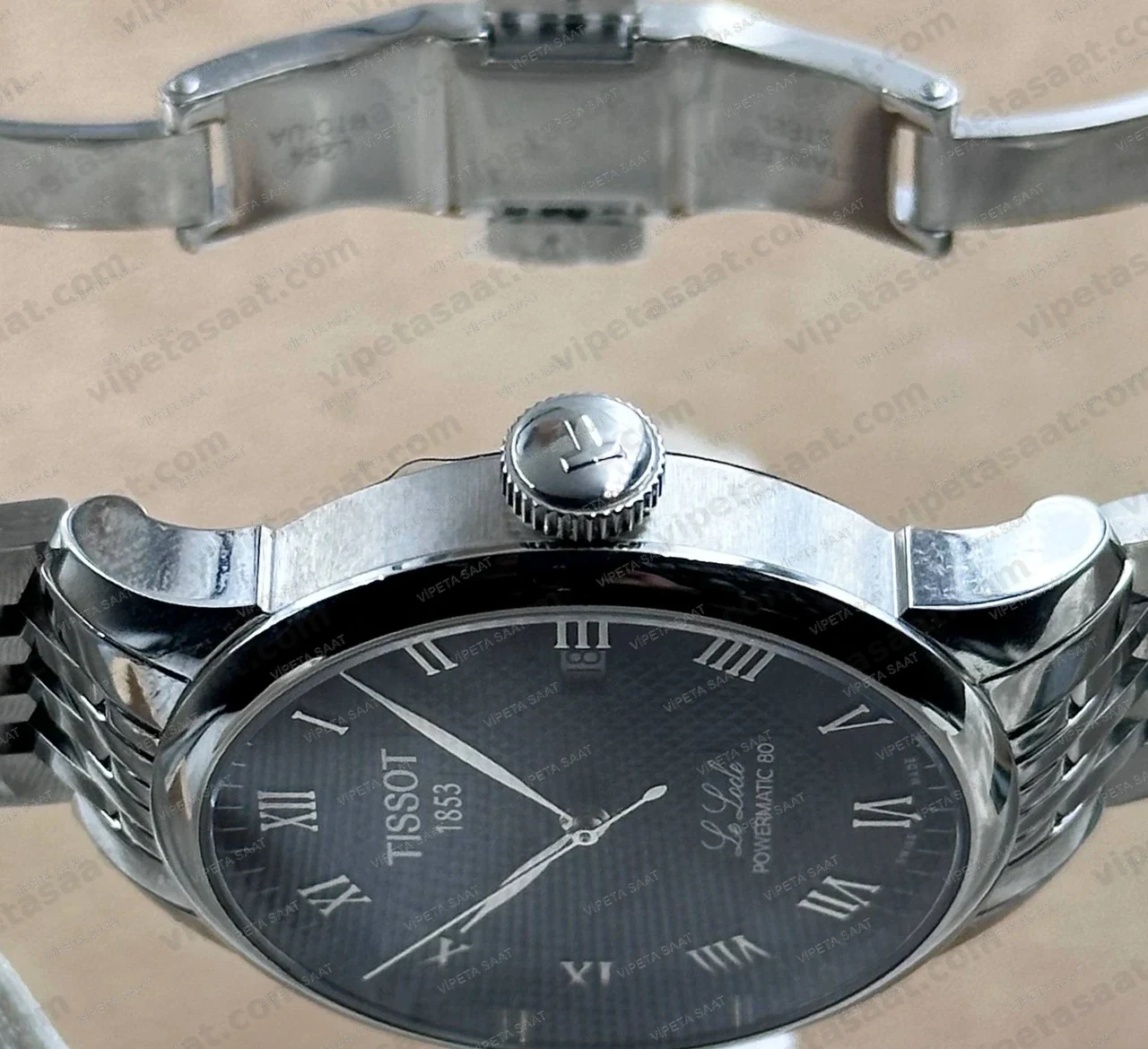 Tissot Le Locle Powermatic 80 T006.407.11.053.00 Siyah Roma Rakamlı Kadran Otomatik Çelik Bilezik Super Clone ETA Saat Detay Görsel 2