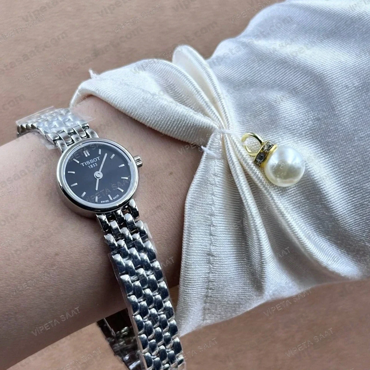 Tissot Lovely Round T058.009.11.051.00 Siyah Kadran Çelik Hasır Bilezik Bayan Super Clone ETA Saat - Görsel 8