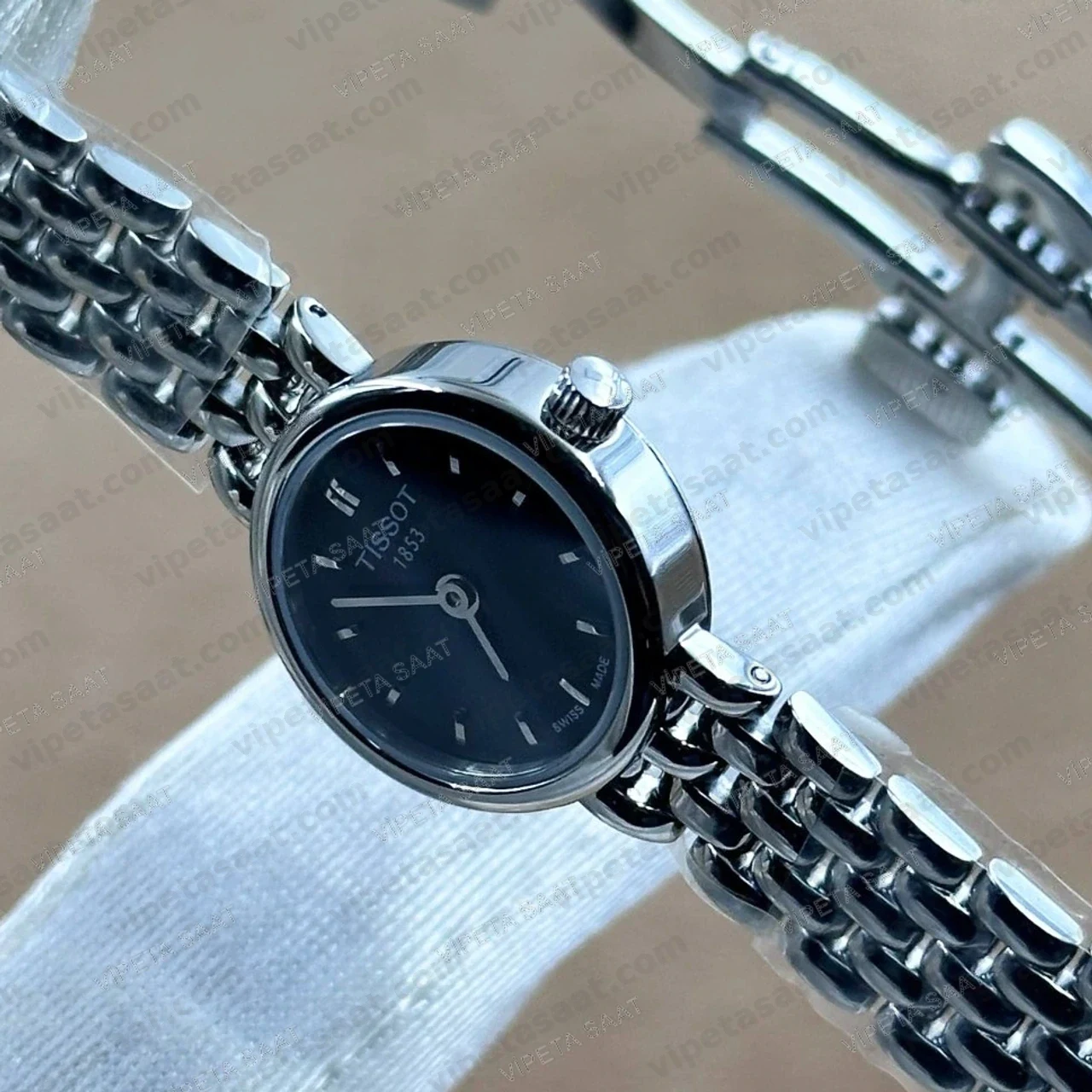 Tissot Lovely Round T058.009.11.051.00 Siyah Kadran Çelik Hasır Bilezik Bayan Super Clone ETA Saat - Görsel 3