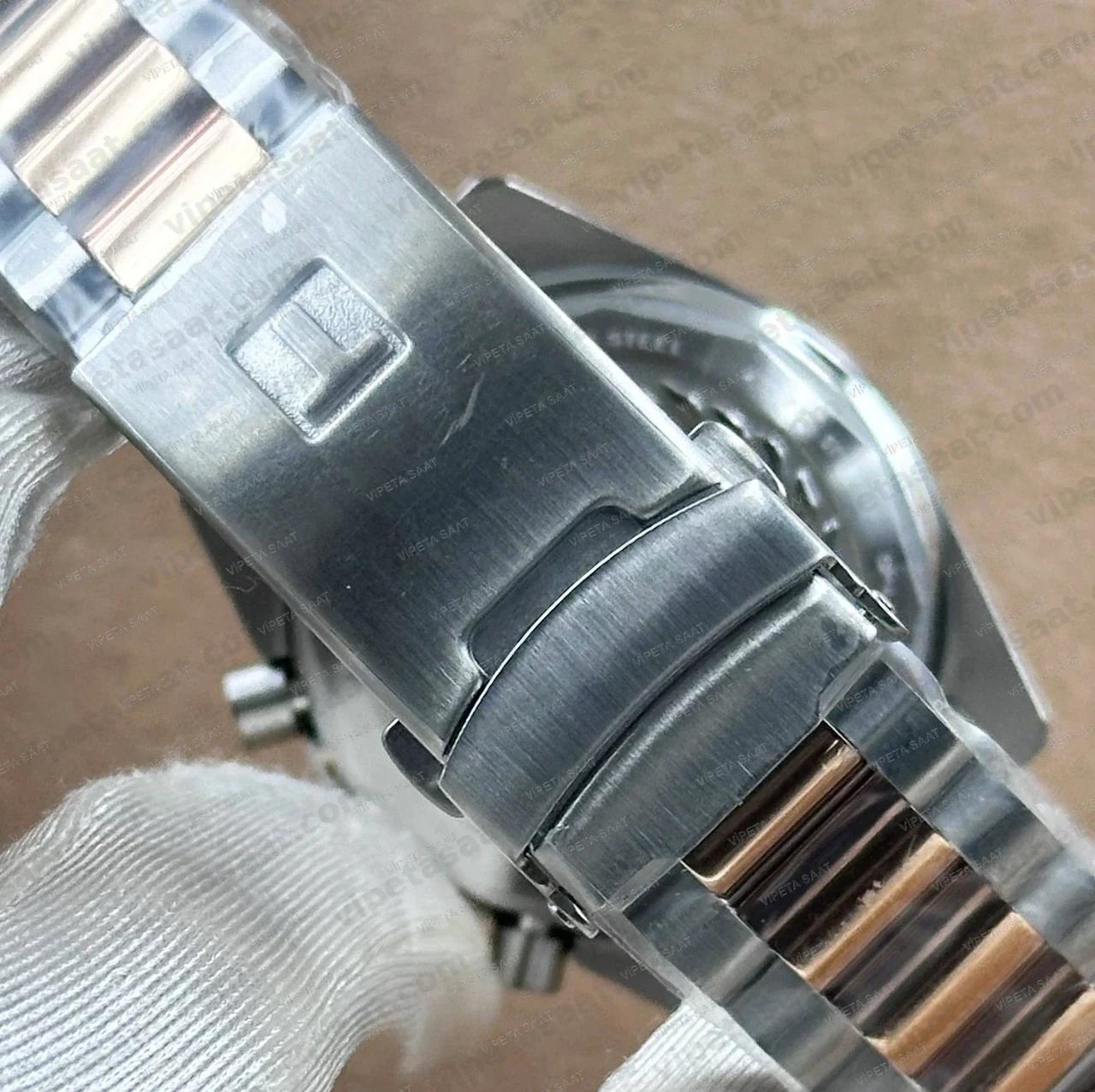 Tissot PR516 Chronograph T149.417.22.051.01 Siyah Kadran Two Tone Rose Gold Çelik Bilezik Super Clone ETA Saat - Görsel 7