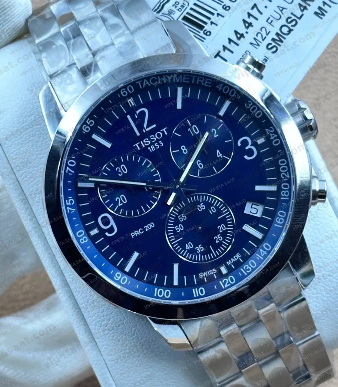 Tissot PRC 200 Chronograph T114.417.11.047.00 Lacivert Mavi Kadran Çelik Bilezik Super Clone ETA Saat - Görsel 2