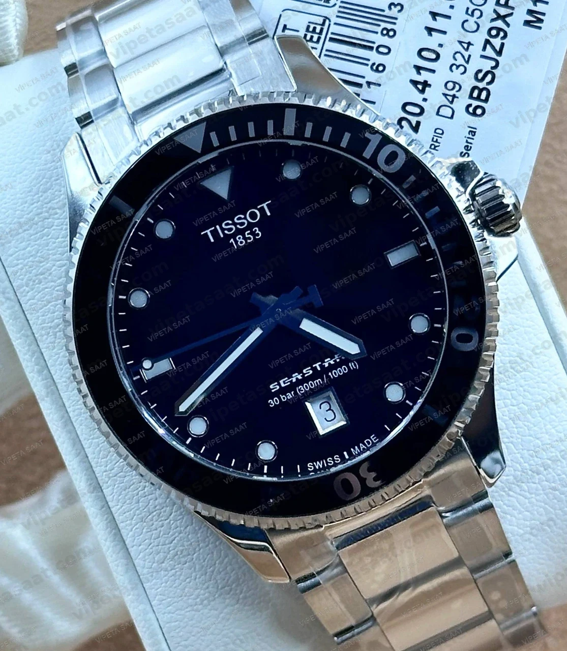 Tissot Seastar 1000 T120.410.11.051.00 Siyah Kadran 40 mm Çelik Bilezik Super Clone ETA Saat - Görsel 2