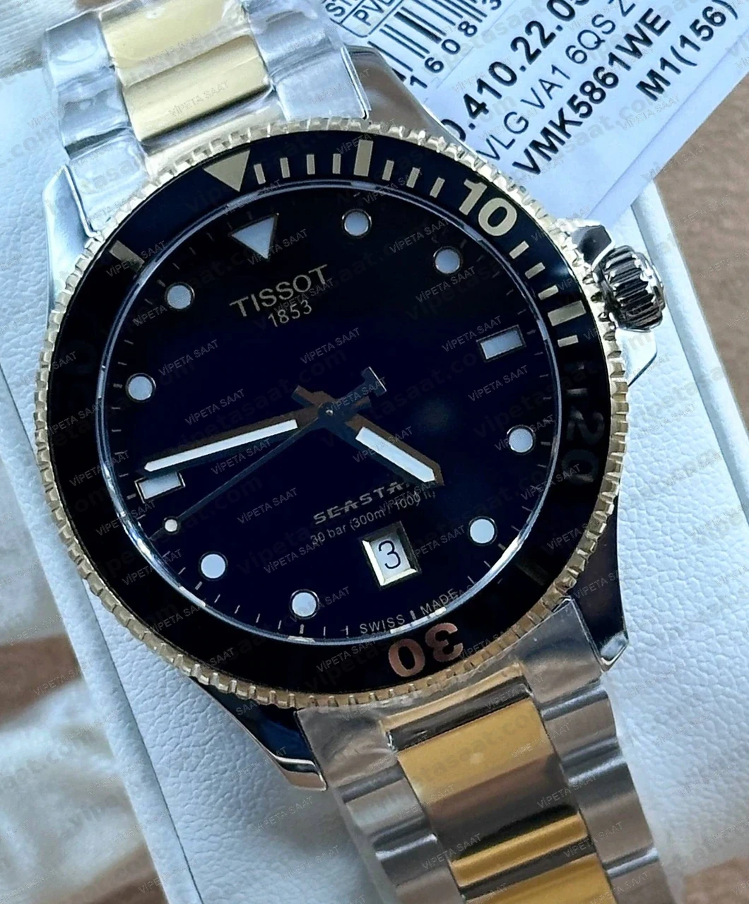 Tissot Seastar 1000 T120.410.22.051.00 Siyah Kadran Two Tone Sarı Altın Çelik Bilezik Super Clone ETA Saat Detay Görsel 1
