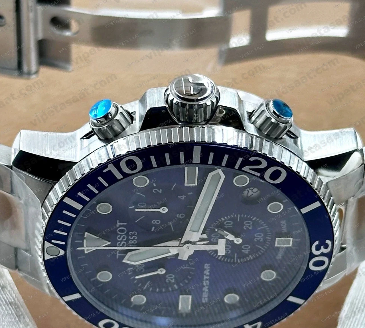 Tissot Seastar 1000 T120.417.11.041.00 Mavi Bezel Mavi Degrade Kadran Kronograf Çelik Bilezik Super Clone ETA Saat Detay Görsel 2