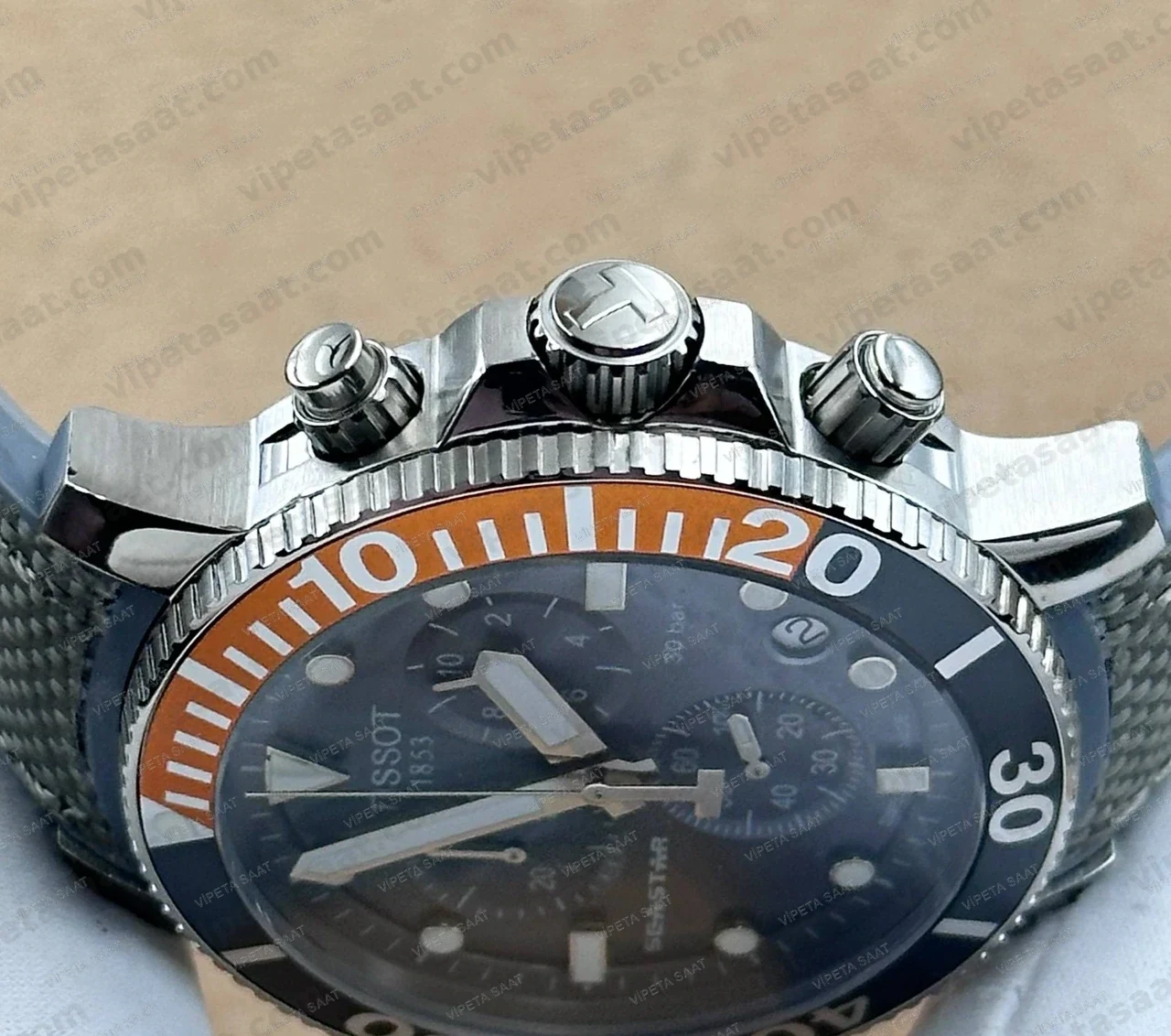Tissot Seastar 1000 T120.417.17.081.01 Gri Siyah Kadran Kronograf Gri Tekstil Kauçuk Kordon Super Clone ETA Saat - Görsel 3