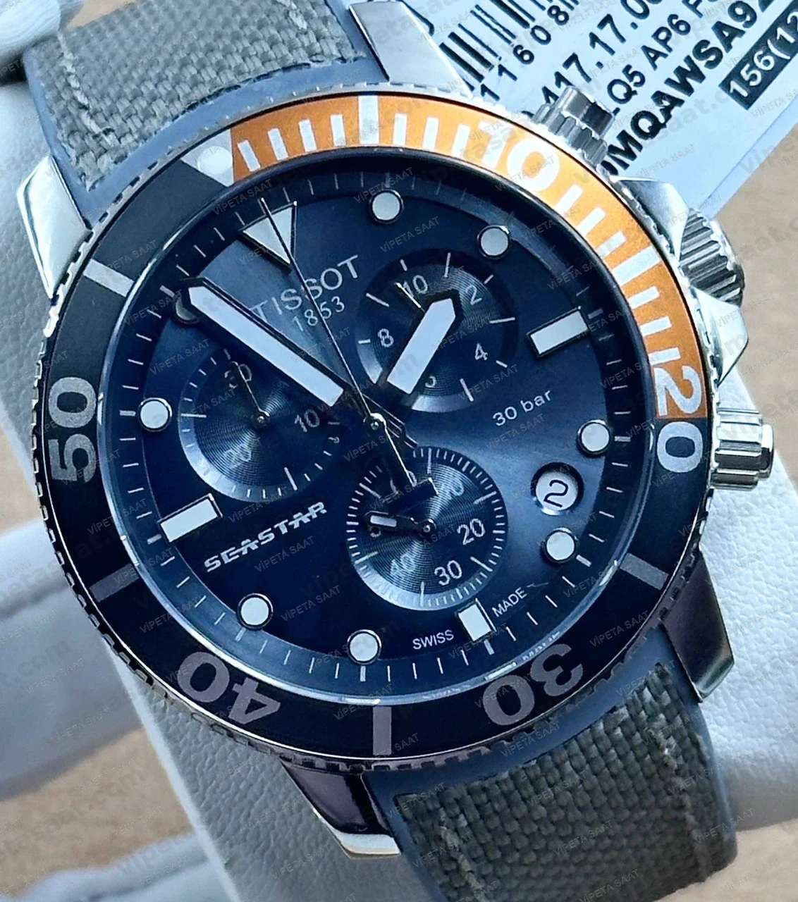 Tissot Seastar 1000 T120.417.17.081.01 Gri Siyah Kadran Kronograf Gri Tekstil Kauçuk Kordon Super Clone ETA Saat - Görsel 2