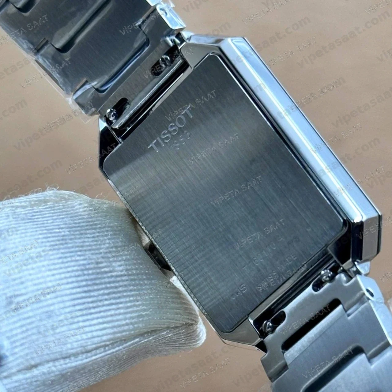 Tissot SRV Dikdörtgen T160.110.11.043.00 Lacivert Mavi Kadran Çelik Bilezik Bayan Super Clone ETA Saat - Görsel 5