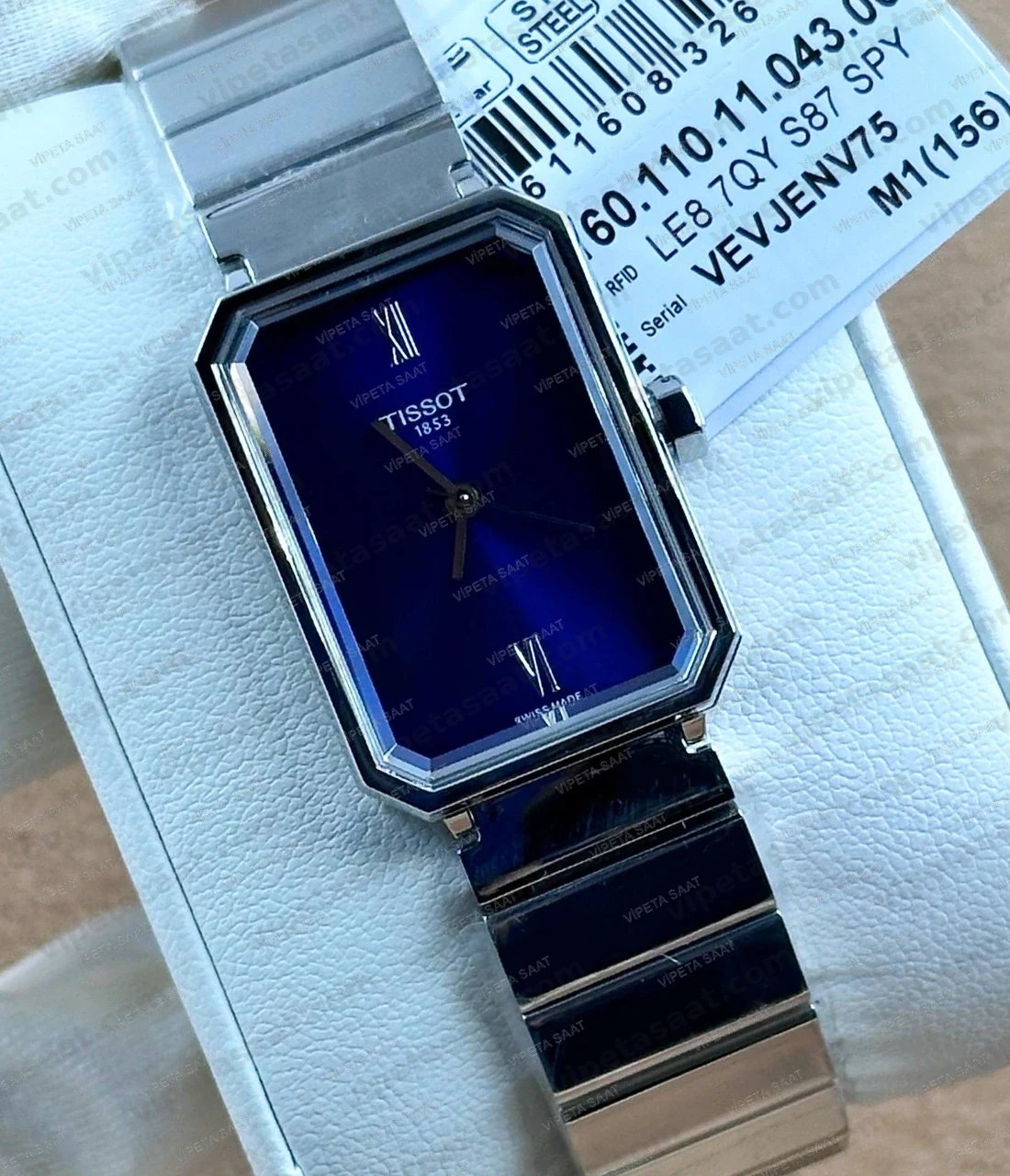 Tissot SRV Dikdörtgen T160.110.11.043.00 Lacivert Mavi Kadran Çelik Bilezik Bayan Super Clone ETA Saat - Görsel 2
