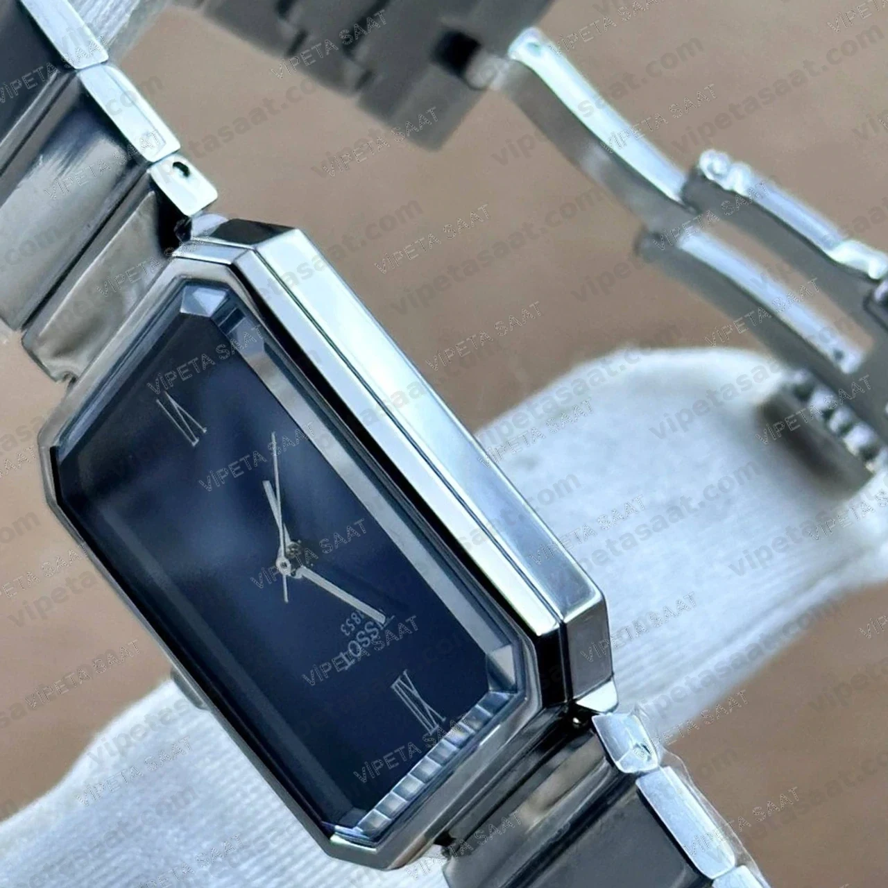 Tissot SRV Dikdörtgen T160.110.11.043.00 Lacivert Mavi Kadran Çelik Bilezik Bayan Super Clone ETA Saat - Görsel 4