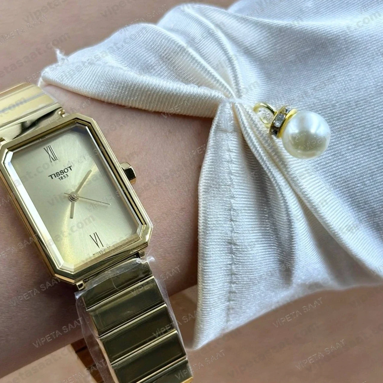 Tissot SRV Dikdörtgen T160.110.33.023.00 Şampanya Altın Kadran Sarı Altın Bilezik Bayan Super Clone ETA Saat - Görsel 8