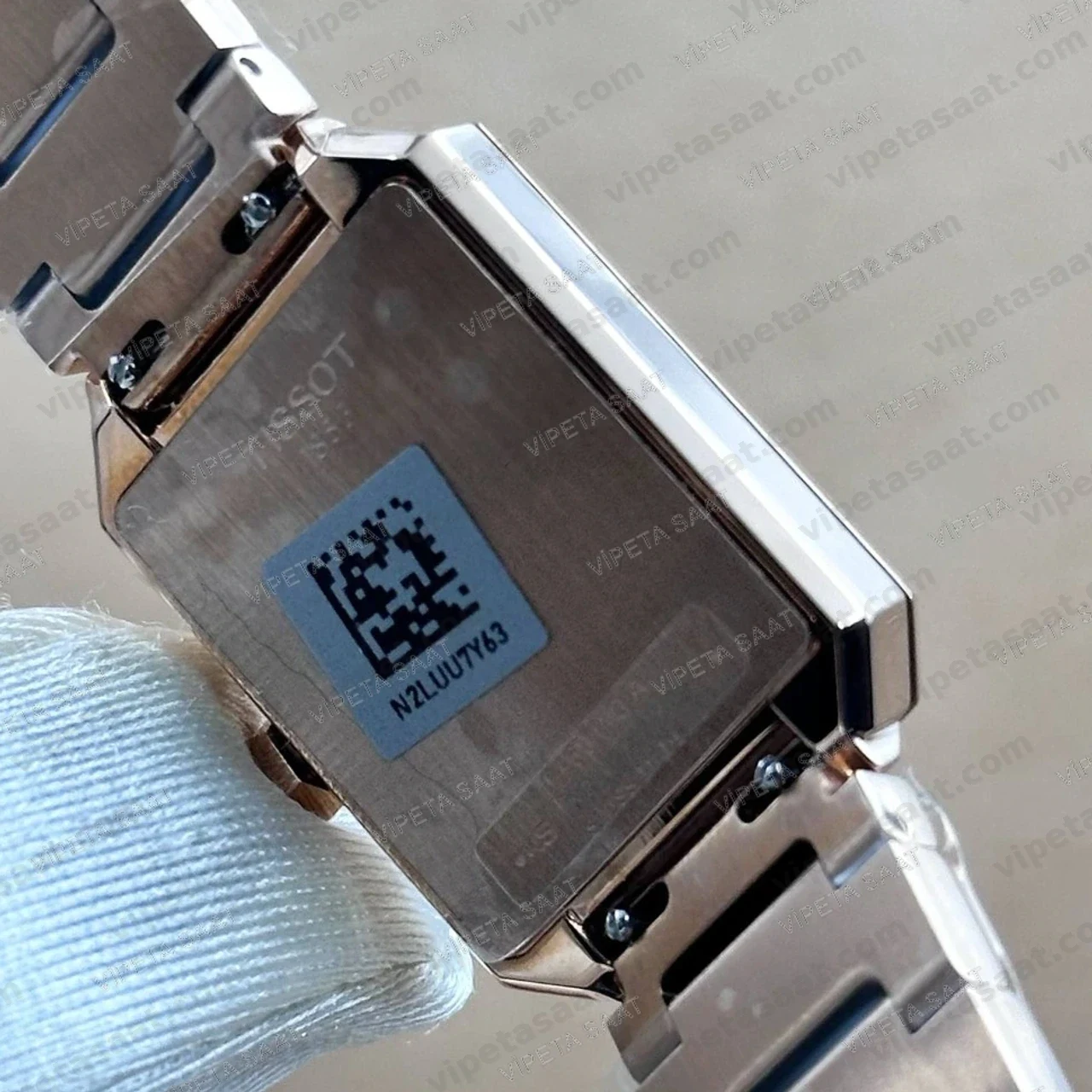 Tissot SRV Dikdörtgen T160.110.33.046.00 Lacivert Pırlanta İndeks Kadran Rose Gold Bilezik Bayan Super Clone ETA Saat - Görsel 5