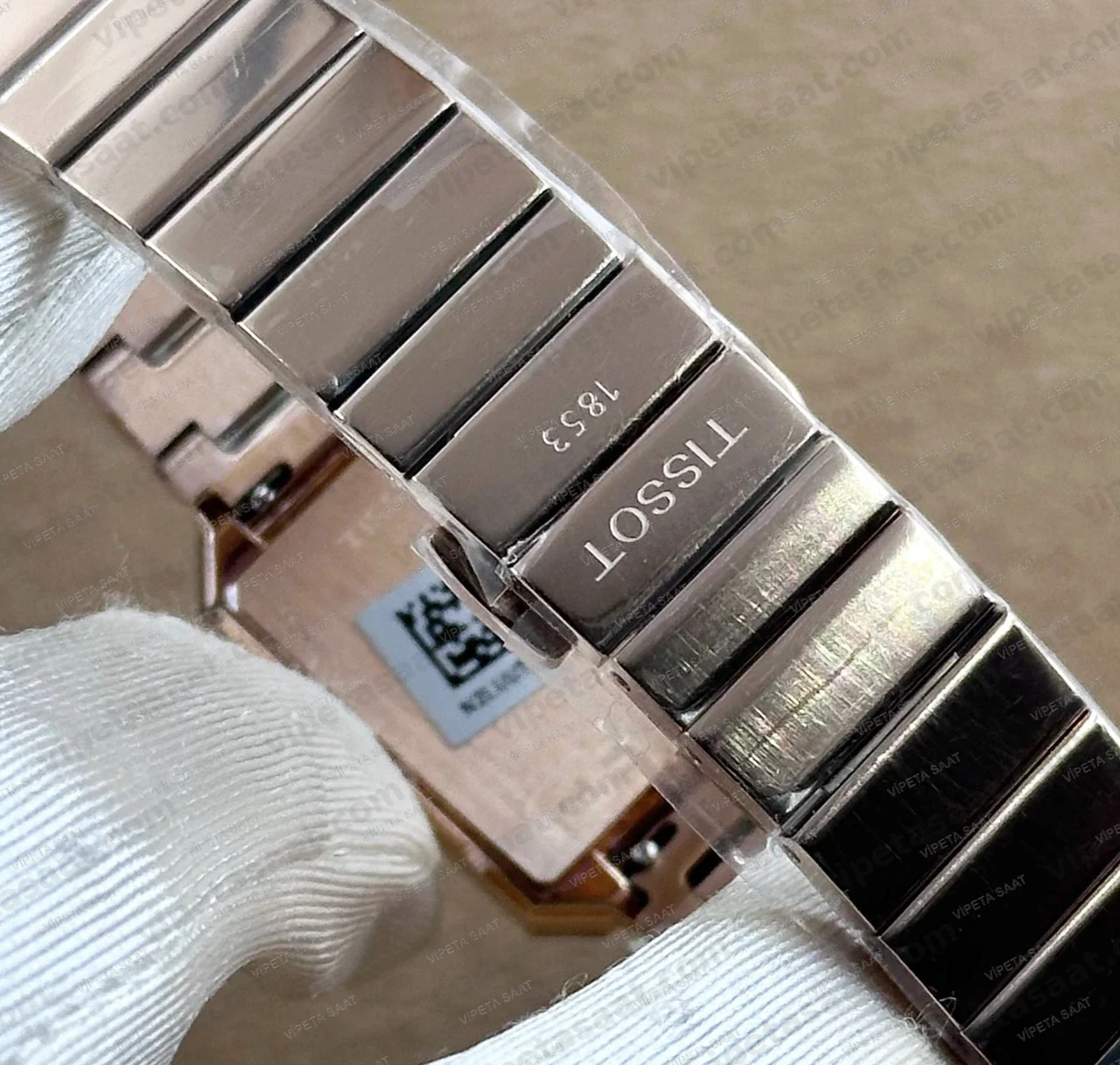 Tissot SRV Dikdörtgen T160.110.33.046.00 Lacivert Pırlanta İndeks Kadran Rose Gold Bilezik Bayan Super Clone ETA Saat - Görsel 7