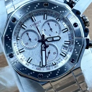 Tissot T-Race T115.417.11.031.00 Gümüş Beyaz Kadran Kronograf Çelik Bilezik Super Clone ETA