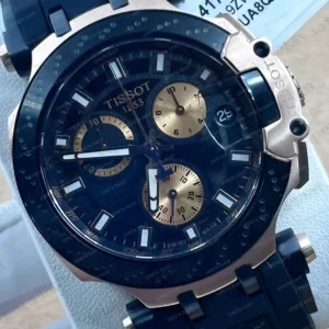 Tissot T-Race T115.417.37.051.00 Rose Gold Siyah Kadran Kronograf Siyah Kauçuk Super Clone ETA