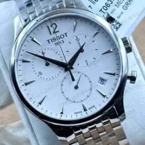 Tissot Tradition Chronograph T063.617.11.037.00 Gümüş Beyaz Kadran Çelik Bilezik Super Clone