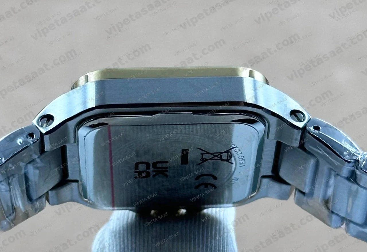 Versace Greca Kare Kasa Zümrüt Yeşil Kadran Two Tone Sarı Altın Çelik Bilezik Bayan Super Clone ETA Saat - Görsel 4